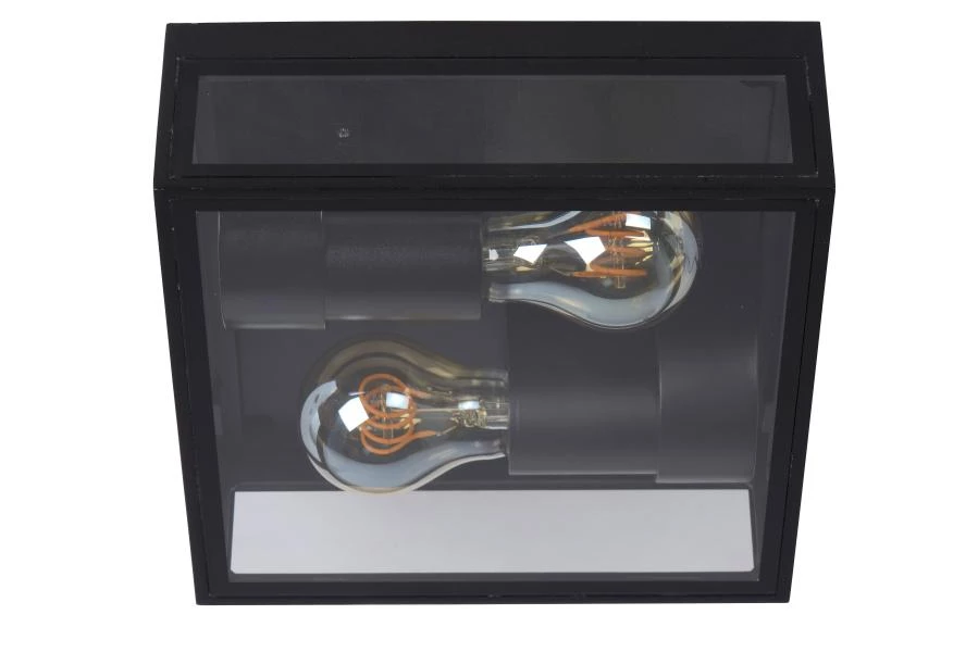 Lucide DUKAN - Flush ceiling light Indoor/Outdoor - 2xE27 - IP65 - Black - turned off